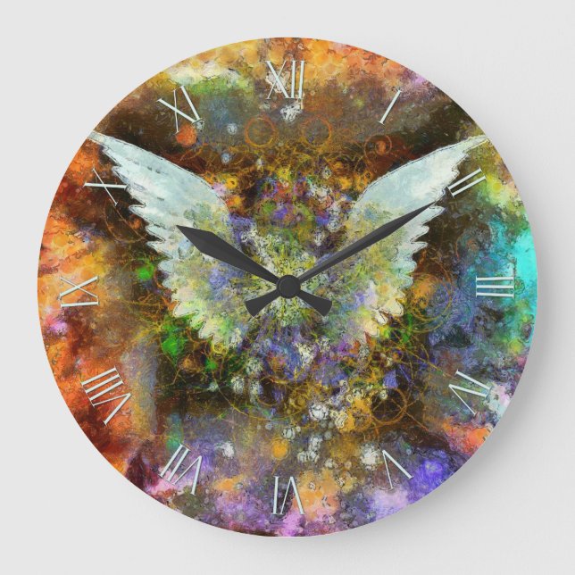 Reloj Redondo Grande Pintura de alas (Anverso)