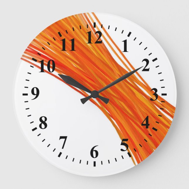 Reloj Redondo Grande Pintura de arte abstracta naranja (Anverso)
