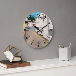 Reloj Redondo Grande Pintura de Calle Cabanilles por Alfred Fox