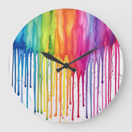 Reloj Redondo Grande Pintura de color de arcoiris pintada Pintura de go