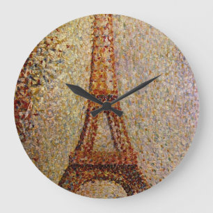 Reloj Redondo Grande Pintura de Georges Seurat: La Torre Eiffel (1889)