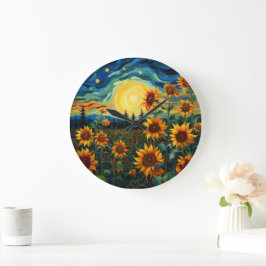 Reloj Redondo Grande Pintura de girasoles de Van Gogh