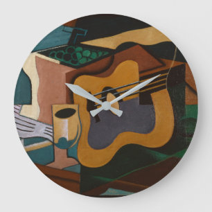 Reloj Redondo Grande Pintura De Guitarra Y Vino Resumen