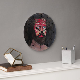 Reloj Redondo Grande Pintura de la Sangre de Cristo por Alfred Fox