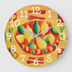 Reloj Redondo Grande Pintura de limones y limas
