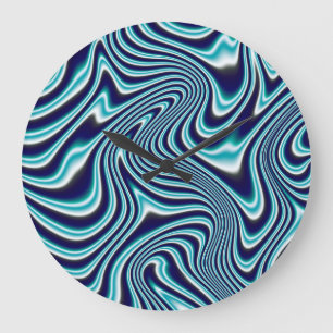 Reloj Redondo Grande Pintura de martillaje de fluido azul