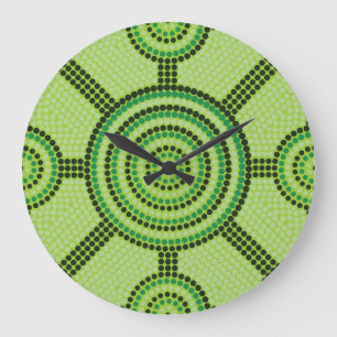Reloj Redondo Grande Pintura de punto aborigen