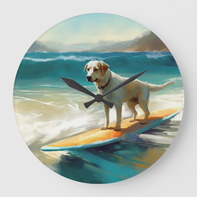 Reloj Redondo Grande Pintura de surf de Anatolian Shepherd Beach (Anverso)