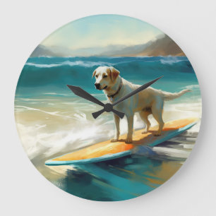 Reloj Redondo Grande Pintura de Surf en la Playa del Pastor de Anatolia