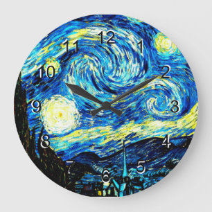 Reloj Redondo Grande Pintura de Vincent van Gogh, Noche Starry
