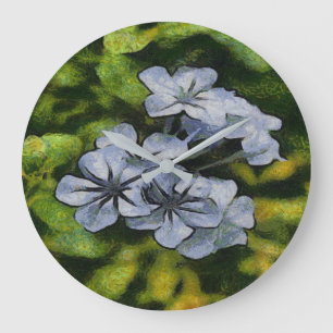 Reloj Redondo Grande Pintura Delicada Blue Plumbago Blossom