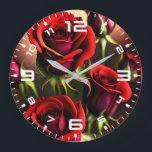 Reloj Redondo Grande Pintura digital de flores de rosa roja-58567<br><div class="desc">Pintura digital de flores de rosa roja-58567</div>