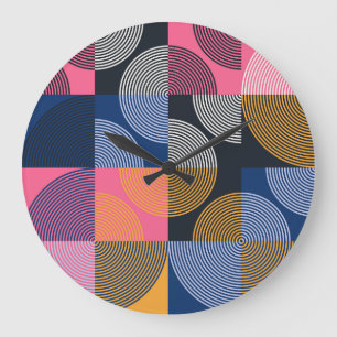 Reloj Redondo Grande Pintura geométrica circular de cosecha