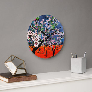 Reloj Redondo Grande Pintura Huerto de Almendros por Alfred Fox