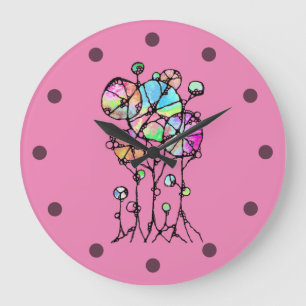 Reloj Redondo Grande Pintura manual - Resumen de grupo de árbol 3