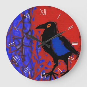 Reloj Redondo Grande Pintura raven negra