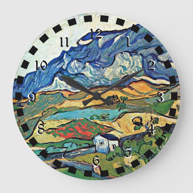 Reloj Redondo Grande Pintura Van Gogh, paisaje montañoso de Les Alpille (Anverso)