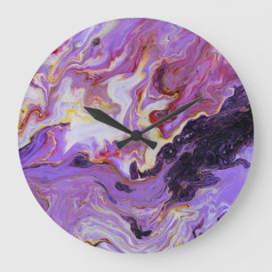 Reloj Redondo Grande Pinturas acrílicas de tono de color, abstracto.
