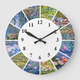 Reloj Redondo Grande Pinturas de Claude Monet Clock Water Lilies