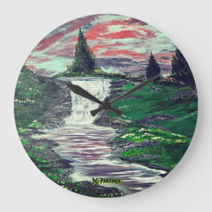 Reloj Redondo Grande Pinturas DG Pine Valley Waterfall