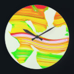 Reloj Redondo Grande Pinza arco iris<br><div class="desc">explosión, genial, colores, diseño, vintage, pop-art, artístico, piel, spray, moda</div>
