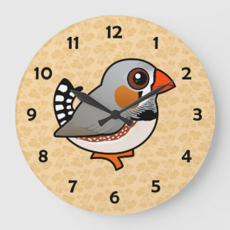 Reloj Redondo Grande Pinzón de cebra de Birdorable