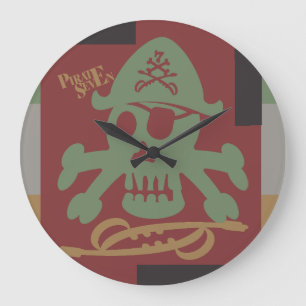 RELOJ REDONDO GRANDE PIRATE SEVEN SKULL BY MASANSER PIXELAT