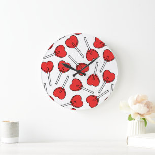 Reloj Redondo Grande Piruetas Rojas, Piruetas de Corazón, Patrón de Pir