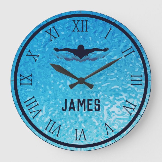 Reloj Redondo Grande Piscina Agua (Anverso)