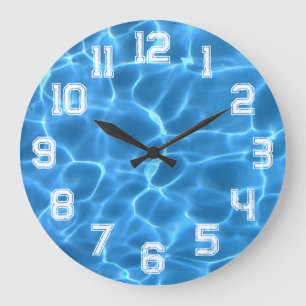 Reloj Redondo Grande Piscina con contorno atlético blanco estilo grunge