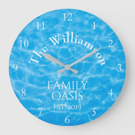 Reloj Redondo Grande Piscina de Aqua Familia de ondas de agua de verano