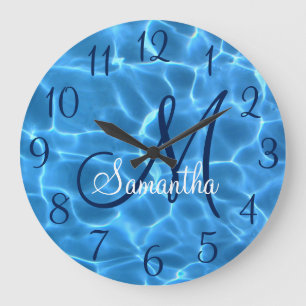 Reloj Redondo Grande Piscina de color azul acuático femenino Foto Monog