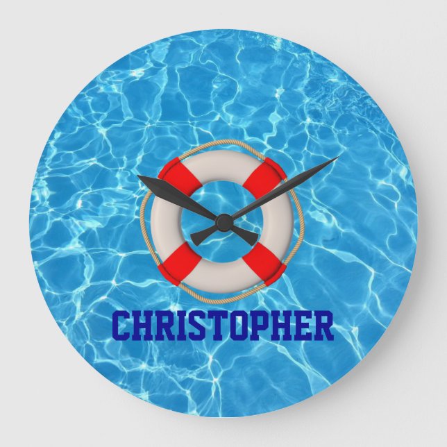 Reloj Redondo Grande Piscina de entrenador de natación LIfesaver (Anverso)