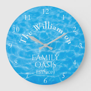 Reloj Redondo Grande Piscina de natación Aqua Ondas de agua de verano F