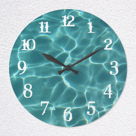 Reloj Redondo Grande Piscina de números de salpicaduras blancas