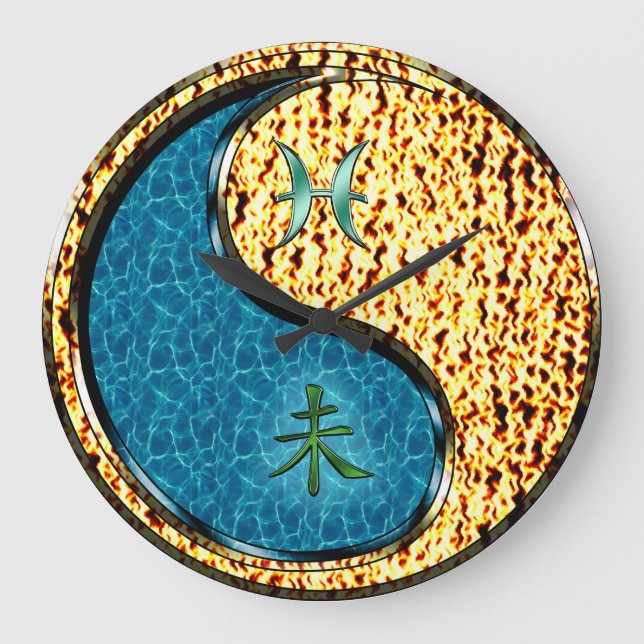 Reloj Redondo Grande Piscis y Cabra de Fuego (Anverso)