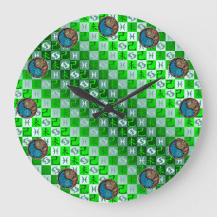 Reloj Redondo Grande Piscis y Cabra de Tierra
