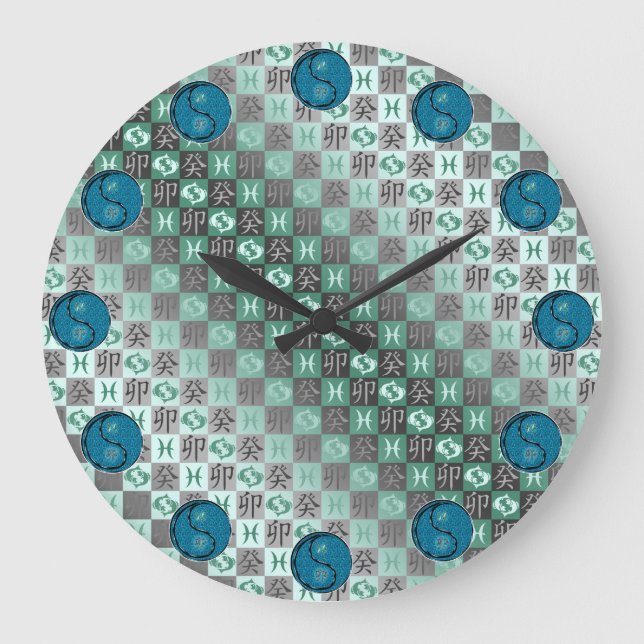 Reloj Redondo Grande Piscis y Conejo de Agua (Anverso)