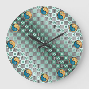 Reloj Redondo Grande Piscis y Conejo de Fuego