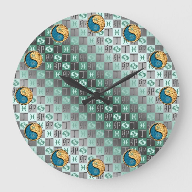 Reloj Redondo Grande Piscis y Conejo de Fuego (Anverso)