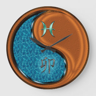 Reloj Redondo Grande Piscis y Conejo de Madera
