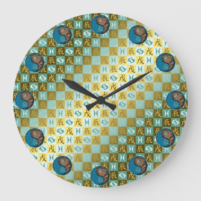 Reloj Redondo Grande Piscis y Dragón de Tierra (Anverso)