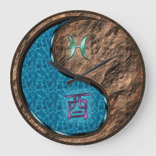 Reloj Redondo Grande Piscis y Gallo de Tierra