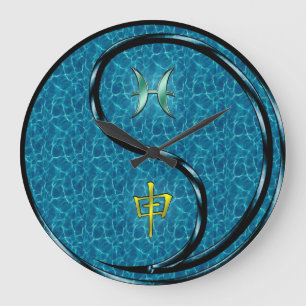 Reloj Redondo Grande Piscis y Mono de Agua