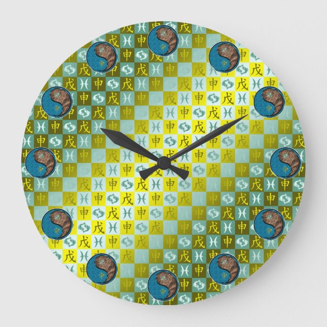 Reloj Redondo Grande Piscis y Mono de Tierra (Anverso)