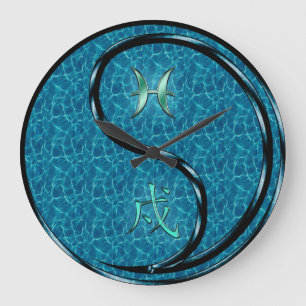 Reloj Redondo Grande Piscis y Perro de Agua