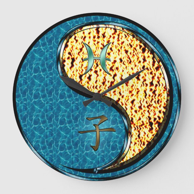 Reloj Redondo Grande Piscis y Rata de Fuego (Anverso)
