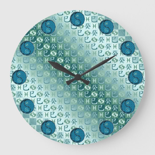 Reloj Redondo Grande Piscis y Serpiente de Agua (Anverso)