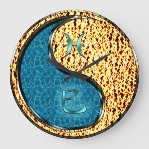 Reloj Redondo Grande Piscis y Serpiente de Fuego