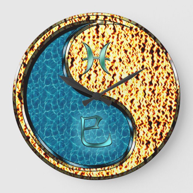 Reloj Redondo Grande Piscis y Serpiente de Fuego (Anverso)